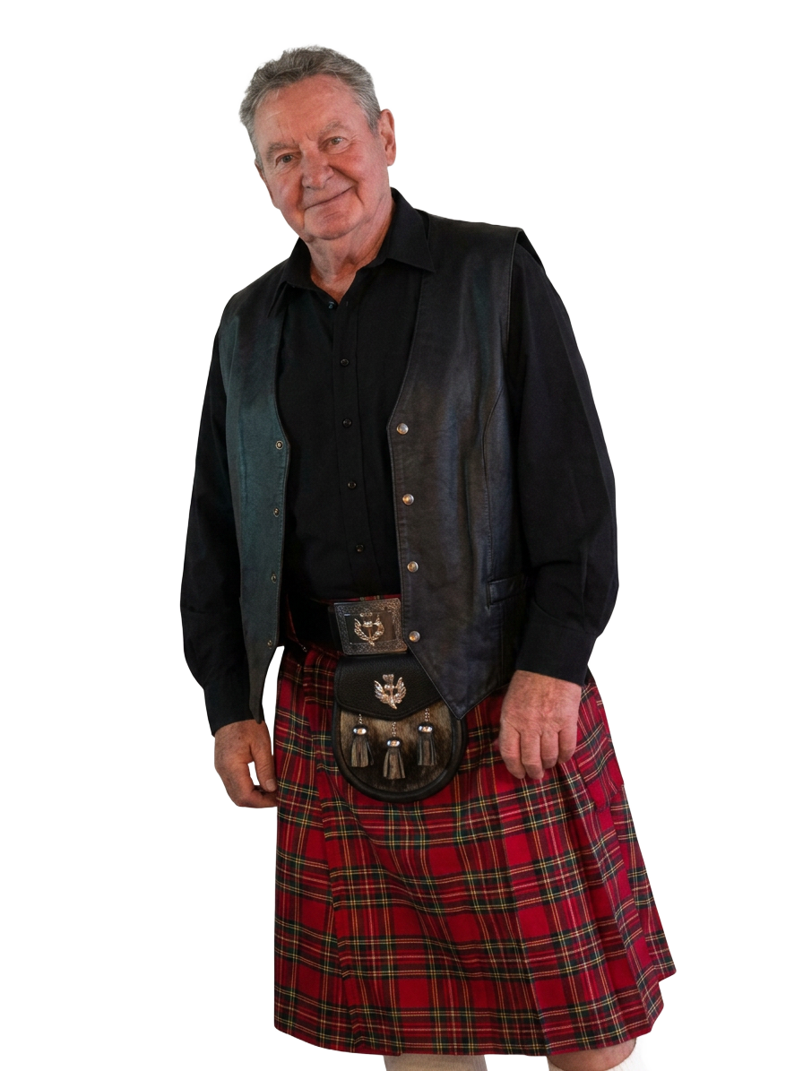 Frank in his tartan kilt and vest